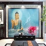 Fototapete Tapete Buddha-Statue Lotus Zen Moderne Wandtapete 3D Wandbilder Tapeten Wohnzimmer Schlafzimmer Wand Dekoration 100x70cm Tongshunj2516