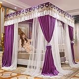 PHSHH 4-Ecken-Himmelbettvorhänge für Erwachsene, doppellagige Prinzessinnenvorhänge, Baldachin für Mädchen, Himmelbett, für Mädchen, Kingsize-Einzelbett