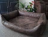 Orthopädisches Hundesofa Hundebett Schlafplatz Wildlederoptik Ortopedico mit Viscoschaum Matratze (100 cm X 75 cm, braun)