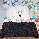B-COOL Schwarze Tischdecken Halloween Tischdecke Rosette Tischdecken 152,4 x 260,3 cm 3D Blumen Rechteckige Tischdecke für Halloween Party Dekorationen