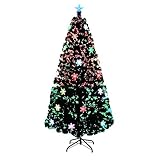 Aufun Künstlicher Weihnachtsbaum 240cm, Christbaum mit LED & Schneeflocke, Kunstbaum Glasfaser Farbwechsel, Tannenbaum für Büro & Geschäften & Zuhause (2.4M, Bunte Schneeflocke)