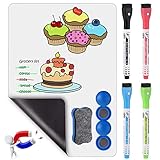 Magnetfolies Whiteboard Kühlschrank Magnettafel A4 Whiteboard Folie, Magnetfolie Selbstklebend Stark, Abwischbare Magnetfolie Memoboard für Notizen oder zur Einkaufsliste für Familie