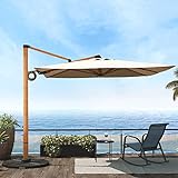 Grand patio Aluminium Sonnenschirm 250×250cm, Ampelschirm groß, Quadrat Gartenschirm mit Kurbelbedienung, Terrassenschirm für Balkon, Deck, Schwimmbad, Outdoor, UV-Schutz 50+ (Champagner)