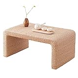 Rattan Geflochtener Couchtisch,Handgeflochtener Japanischer Teetisch Stehtisch,Rechteckiger Bauernhof Rustikaler Tatami Tisch Für Wohnzimmer Küche Balkon(80x45x38cm(31.5x17.7x15), Natural)