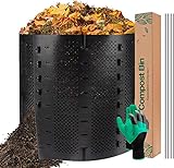 Ciskotu 800L Komposter Garten, Schnellkomposter Erweiterbarer Komposter im Freien, Schwarzer Komposteimer mit 4 Stützstange, HDPE Langlebiges Material