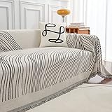 Homxi Sofabezüge 3Sitzer,Sofa Universal Bezug mit Linien Chenille Überwurf Sofa Handtuch Sofa Grau Bezug Sofa 180x300CM