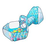 yuji 3 StüCk/Set Kinder Zelt Haus Spiel Spielzeug Faltbare Kinder Krabbeltunnel Tragbare Ozean Pool Pit Spielzeug Blau Cartoon Spiel Zelt