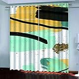 GSKOQD Verdunkelungsvorhang Kinderzimmer Blickdichter Vorhang 260X214Cm (B X H) Digitaldruck 3D Gelb-Blaues Graffiti Ösenschal 2Er Set Vorhänge Wohnzimmer Schlafzimmer Thermo Gardinen