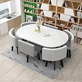 MAxba Oval Esszimmergrupp Esstisch 6 Personen mit Stühlen Konferenztisch Freizeit Couchtisch Set Küchentisch (Color : Grau)