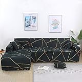 Mingfuxin Sofa-Schonbezüge, Elastische Stretch-Sofabezüge Überwürfe, Abschnitts-Sofabezüge Ecksofa Schonbezug Möbelschutz with 2 Stücke Kissenbezug für 3 Sitzer + 3 Sitzer L-förmige Sofa