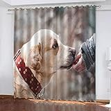 GOKSEL Vorhang Blickdicht 2 Stück x 168 B x 229cm H Tier gelber Hund Verdunkelungsvorhang ösen Thermovorhang Gardinen Vorhangschal Vorhang mit Ösen für Wohnzimmer Schlafzimmer Büro