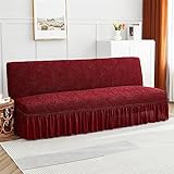 YSLLIOM Armless Sofa Cover All-Inclusive-Universal Sleeve Stretch Sofa Freigabe Full Cover Folding Sofa-Bett-Abdeckung (Rot,160-190cm)