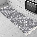 Fashion4Home Teppich Läufer - Tepiche für Wohnzimmer, Schlafzimmer, Küche, Kinderzimmer, Badezimmer - Boho Kelim Teppiche - Läufer Flur Teppich Hellgrau-Weiß, Größe: 60x180 cm