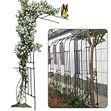 LekLai Rose Arches Laube, Verzinktes Metall, Halbseitiges Gartenbogengitter, Für Kletterpflanzen, Stütztorbogen, Hoch 240 cm, Breit 60 90 120 150 180 220 240 Cm/Onecolor/150X240X40Cm(59X94.5X15.7In