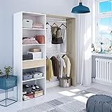 Dmora - Garderobe Miramar, Struktur für begehbaren Kleiderschrank, Offener Kleiderschrank ohne Türen, Begehbarer Kleiderschrank, cm 158x40h187, Weiß und Eiche
