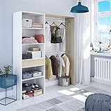 Dmora - Garderobe Miramar, Struktur für begehbaren Kleiderschrank, Offener Kleiderschrank ohne Türen, Begehbarer Kleiderschrank, cm 158x40h187, Weiß und Eiche