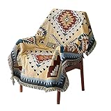 HOORDRY Boho Decke Sofa überwurfdecke 130×180CM, Wohndecke Strick Quaste Kuscheldecke Sofadecke Couch Decken Überwurfdecke Für Bett, Couch Und Sessel