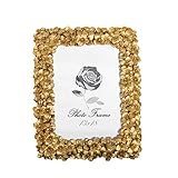 Fabnish Bilderrahmen, Fotorahmen 13x18 cm - Gold - Stehender Tischrahmen mit Blumen - Vintage, Antik, Barock und Modern - Fotorahmen mit Glasscheib - Deko für Deine Wohnung