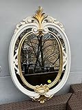 Wandspiegel Oval Weiß Gold Elfenbein Gold Barock Badspiegel Antik Ovaler Spiegel 60X39 Mirror Shabby