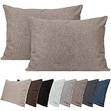 Selfitex 2er Set Kissenbezug XXL 60x80 cm, Modische Kissenhülle, kuschelweiche Kissenbezüge, dekorativer Kopfkissenbezug, Pillow Cover, Zierkissen, Sofakissen mit modernem Design (Hellbraun)