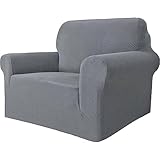 Ystyle Sofa überzug 1 Sitzer Mit Armlehne, Stretch Sofabezug rutschfest, Modern Sofa Cover Für Hunde Haustiere, Atmungsaktiv Couch überzug Mit Elastic Bottom, Hellgrau
