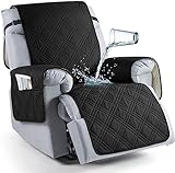 LINGKY Sesselschoner für Fernsehsessel, 100% Wasserdicht 1 Sitzer Sesselschoner, Anti-Rutsch Sesselauflage Relax mit Taschen Waschbar Sessel Überwürf Sesselbezug (Schwarz,1-Sitzer)
