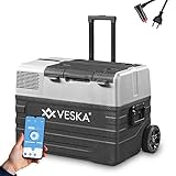 Kompressor Kühlbox elektrisch, Gefriertruhe mit WIFI, APP, USB-Anschluss, 12/24V, 230V, Räder, mobiler Kühlschrank, Kühltruhe, Gefrierbox bis -20 °C für Auto, Lkw, Boot, Camping (42L - anthrazit)