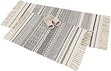 Yomshi 60 x 90 + 60 x 130 cm Baumwoll-Teppich, 2er-Set, Baumwollgewebe, Bauernhaus, Küchenteppich, Waschbar, Marokkanischer Boho-Schlafzimmerteppich, Boho-Teppich mit Quaste
