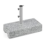 blumfeldt Schirmherr 25HSQ Sonnenschirmständer Schirmständer (Stammdicke: 3,5-4 cm, versetztes Rohr, Granit, witterungsbeständig, 45x22 cm, hochstabil, 25 kg) Silber-grau