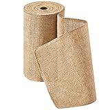 HEETA Jute Tischläufer Rolle für Tischdeko Hochzeit, Kommunion und Taufe, 20cm Breit Eco Jute Tischband aus Natur Jute Stoff-Natur Stiff, 10m Rolle