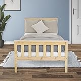 ML-Design Holzbett 90x200 cm Natur, Kiefernholz, Massivholz Bettgestell mit Lattenrost und Füße, Einzelbett mit Kopf- und Fußteil, Bett für Kinder und Erwachsene, Massivholzbett Kinderbett Jugendbett