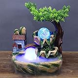 Denest Zimmerbrunnen mit LED Beleuchtung Zimmerbrunnen mit Pflanzen, Wohnzimmer, mit Zerstäuber und LED-Licht, Zimmerbrunnen, Wasserfall, Landschaft, Gartenbau, zur Dekoration von Büro, Zuhause