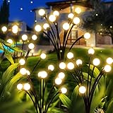 Solarlampen für Außen Garten, 4 Stück Firefly Solar Gartenleuchten 10LED Glühwürmchen Gartenlichter, IP65 Wasserdicht Solarleuchten Außen mit Fernbedienung 8 Beleuchtungsmodi für Balkon Yard Garten