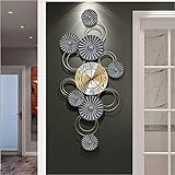 RIAAJ Wanduhr Stille Kunstwanduhr Große Metallwanduhren, kreatives Blumendesign-Wanduhr Stille runde Wanduhren Nicht tickende Dekoruhr für Wohnzimmerküche, 43X92CM Wanddekoruhr