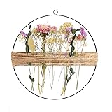 Kranz Trockenblumen Blumenkranz Deko Boho Türkranz Natur Trockenblumenkranz Ring Tür Metallring Ganzjährig Hängedeko DIY Drinnen und Draußen für Wohnzimmer Wand Tür Dekoration
