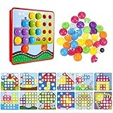 CHEVVY Mosaik Steckspiel Kinder für ab 2 3 4 Jahre Montessori Steckspiel Kinder mit 12 Karten und 46 Steckperlen Kindermotorik-Spielzeug