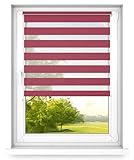 time4blinds Tag und Nacht Doppelrollo Mini - Fensterrollo Tag und Nacht - Rollo ohne Bohren - Sonnenschutz - Rollos für Schlafzimmer - Jalousien für Fenster - 1300x1000mm - Rot - Links