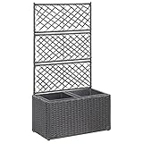 Leepesx Hochbeet mit Rankgitter 2 Töpfe, Pflanzkübel, Kräuterbeet, Hochbeete-kit, Pflanztrog, Vertikalbeet, Pflanzgefäße, Pflanzencontainer, 58×30×107cm Poly Rattan Schwarz