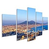 bilderfelix® Bild auf Leinwand Neapel (Neapel) und Vesuv im Hintergrund bei Sonnenuntergang an einem Sommertag Italien Kampanien Wandbild Poster Leinwandbild RUB