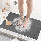 LY4U rutschfest Duschmatte 50x80cm,Weiche Luffa Anti Schimmel PVC Badematte für Duschkabine Badezimmer Grau
