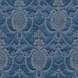 Rasch Tapete 532159 - Vliestapete in Blau mit grauen Ornamenten im Barock-Stil aus der Kollektion Trianon XII - 10,05m x 0,53m (LxB)