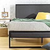 ZINUS Christina 36 cm Gepolsterter Bettrahmen Plattformbett | Kopfteil | Lattenrost aus Holz | Einfache Montage | 140 x 200 cm | Grau