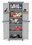 Kreher XL Kunststoffschrank Domino Wave - Universalschrank mit Riegel-Mechanismus und vielen Extras! XL Volumen und topp Qualität für Haushalt und Gewerbe! Maße: 70 x 43,8 x 181,8 cm