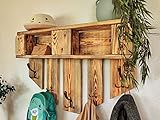 Garderobe Holz mit Ablage Wand-Garderobe aus Paletten mit 5 Kleiderhaken Hutablage Wandregal Eingangsbereich Palettengarderobe Palettenmöbel