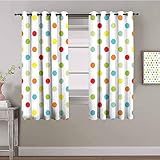 SPADEACES Vorhang Kinderzimmer Schlafzimmer Wohnzimmer Gardinen Mit Ösen Ösenvorhang 2Er Set 3D Druck 280X260Cm(BxH) Einfache Farbige Punkte Muster Verdunklungsvorhänge Thermovorhang Dekoschals