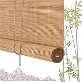 Natürliche Bambus-Rollo,Raffrollo Außen,Lichtfilter Bambus-Rollo,Bambusjalousien Rollläden Mit Haken,Sonnenschutz Und Sichtschutz Rollo,für Fenster Und Türen,Balkon,Anpassbar (100x180cm/39x71in)