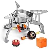 GothicBride Campingkocher mit Piezozündung 3500W Winddicht Gaskocher mit Adapter für alle Schraubkartusche Gasbrenner Tragbar Gas Camping Kocher für Outdoor Picknick Wandern