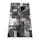 Amazon Brand - Umi Teppich Wohnzimmer Esszimmer Kurzflor Abstraktes Geometrisches Muster Moderner Flur Läufer, Farbe:Grau, Größe:80x150 cm
