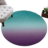 Runder Teppich, Grün und Violett, Ombré-Stil, weich, bequem, Kreis-Zottelteppich, Farbverlauf, flauschige Teppiche, zottelige Bodenmatte für Wohnzimmer, Schlafzimmer, Kinderzimmer, 152 cm