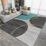 RUGMRZ Kinderzimmer Teppiche Jungs Kinderzimmer Teppich Junge Graublauer halbkreis förmiges geometrisches Design Wohnzimmer Teppich weich und Nicht verblassen Auslegware Kinderzimmer 90X150CM